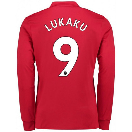 Maillot Manchester United LUKAKU 2017/2018 Domicile Manches Longues