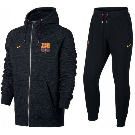 Survetement Football Barcelone 2017/2018 Capuche Homme Noir