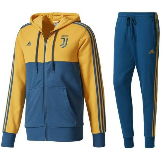 Survetement Football Juventus 2017/2018 Capuche Homme Bleu-Jaune