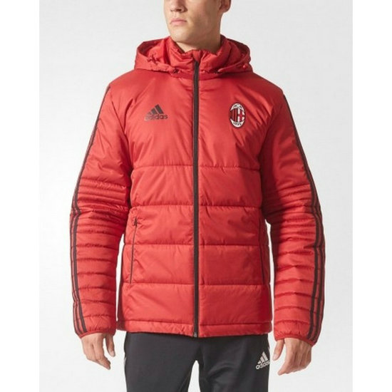 Veste Foot Doudoune Milan AC 2017/2018 Capuche Homme Rouge