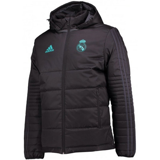 Veste Foot Doudoune Real Madrid 2017/2018 Capuche Homme Noir