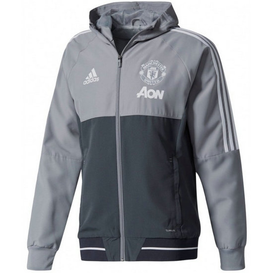 Veste Foot Manchester United 2017/2018 Capuche Homme Gris