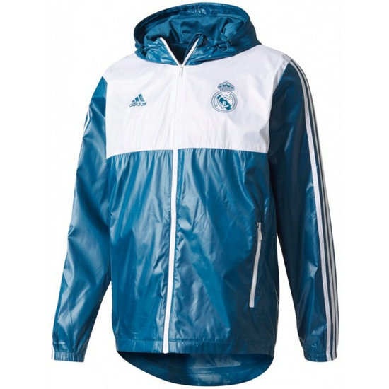 Veste Foot Real Madrid 2017/2018 Coupe Vent Homme Bleu-Blanc