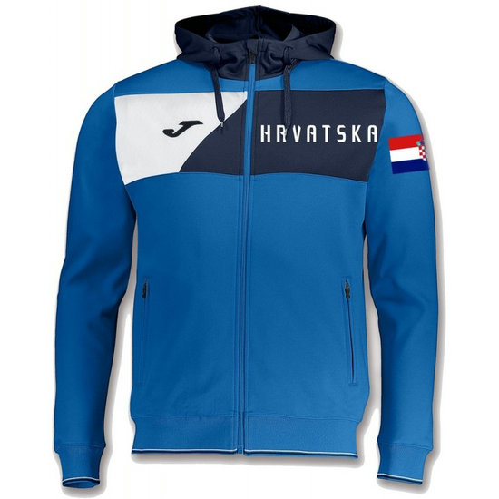 Veste Survetement Croatie Enfant 2018/2019 Capuche Bleu